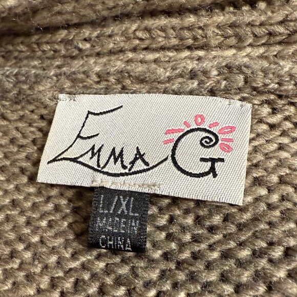 Emma G Gray Cardigan Vest Wool Blend Rabbit Fur Trim Size L/XL - Picture 5 of 5